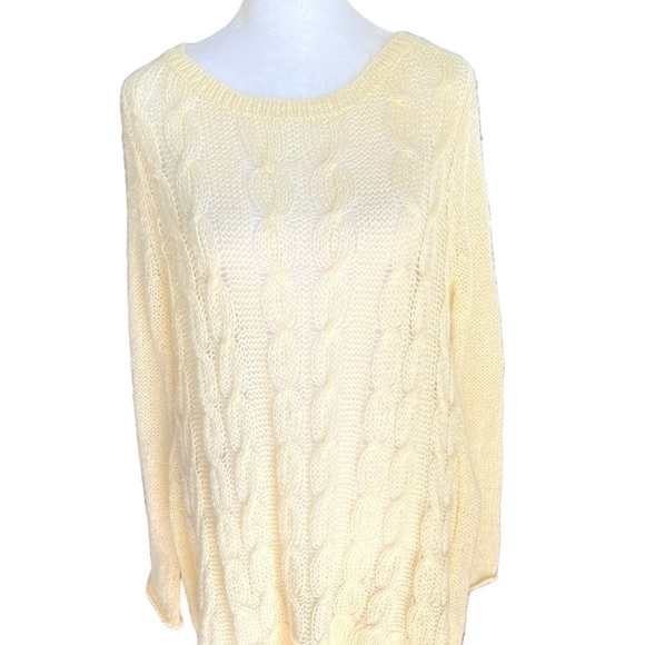 Wooden Ships - Soft Cable Knit Mohair Wool Lightweight Fisherman Sweater Sz M/L - Picture 2 of 6